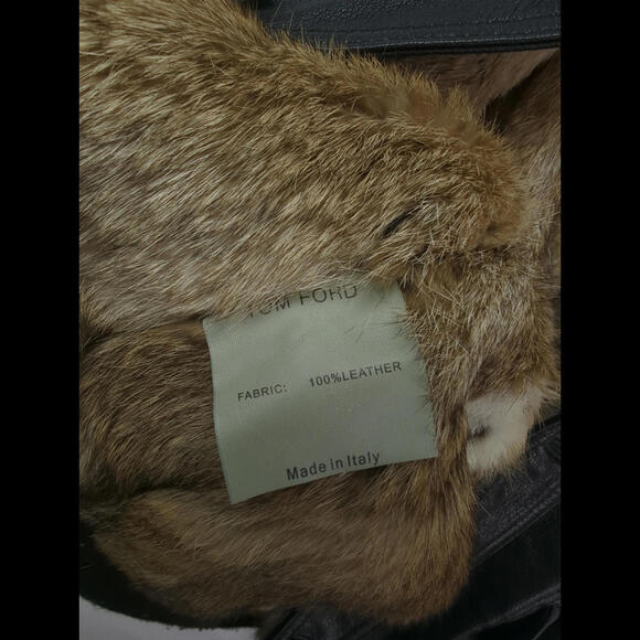 [SOLD] TOM FORD Men's Sz US L Black Fur Lined Leather Bomber Jacket Italy - Picture 9 of 10